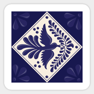 Mexican Talavera Tile with Flying Dove Sticker